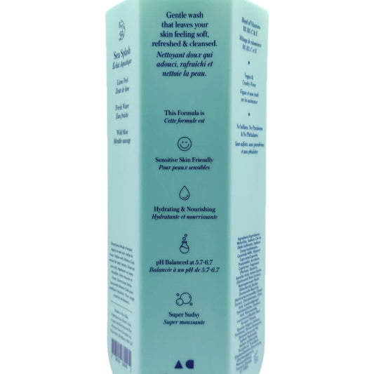 Athena Club Sea Splash bottle with pump close-up highlighting hydrating formula