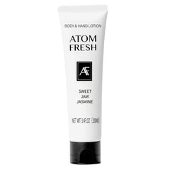 Atom Fresh Laboratory hand cream bottle with Sweet Jam Jasmine scent for all-day moisture.
