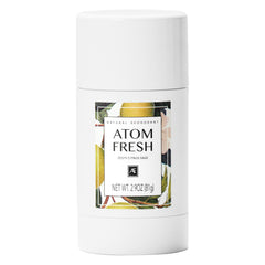 Atom Fresh Laboratory natural deodorant packaging showing aluminum-free protection and clean design.