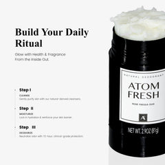 Atom Fresh Laboratory sensitive-skin-formula close-up highlights gentle mineral powder texture.