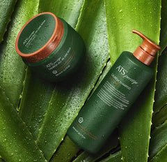 ATS Professional Perstige Calmesh Headspa Shampoo bathroom scene conveys spa-like routine