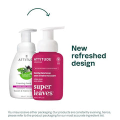 ATTITUDE foaming hand soap bottle on sink showcasing clean formula