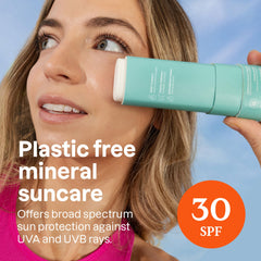 Zinc oxide mineral filter in ATTITUDE sunscreen stick forming a protective shield