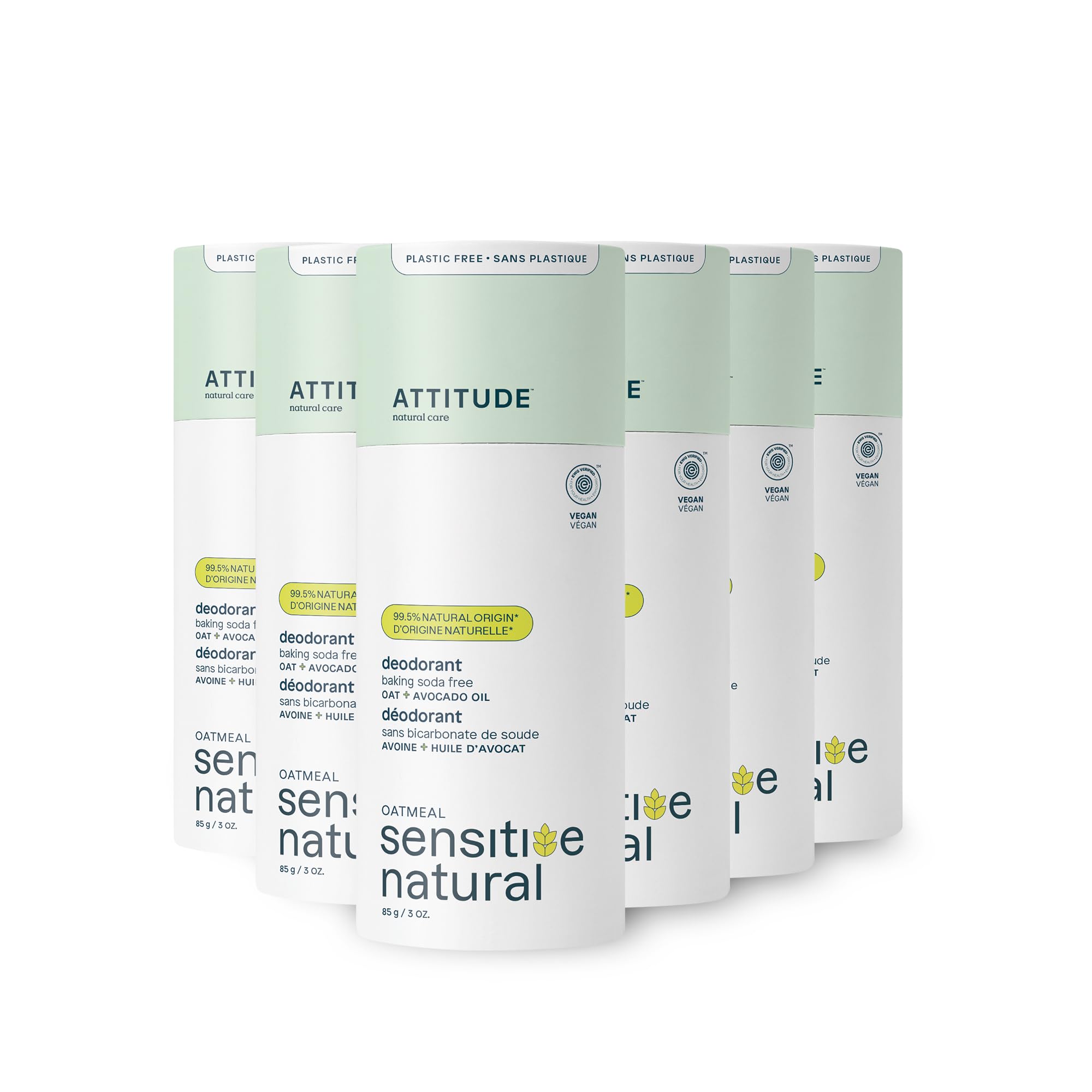 Attitude sensitive skin deodorant stick avocado oil application for gentle protection all day.