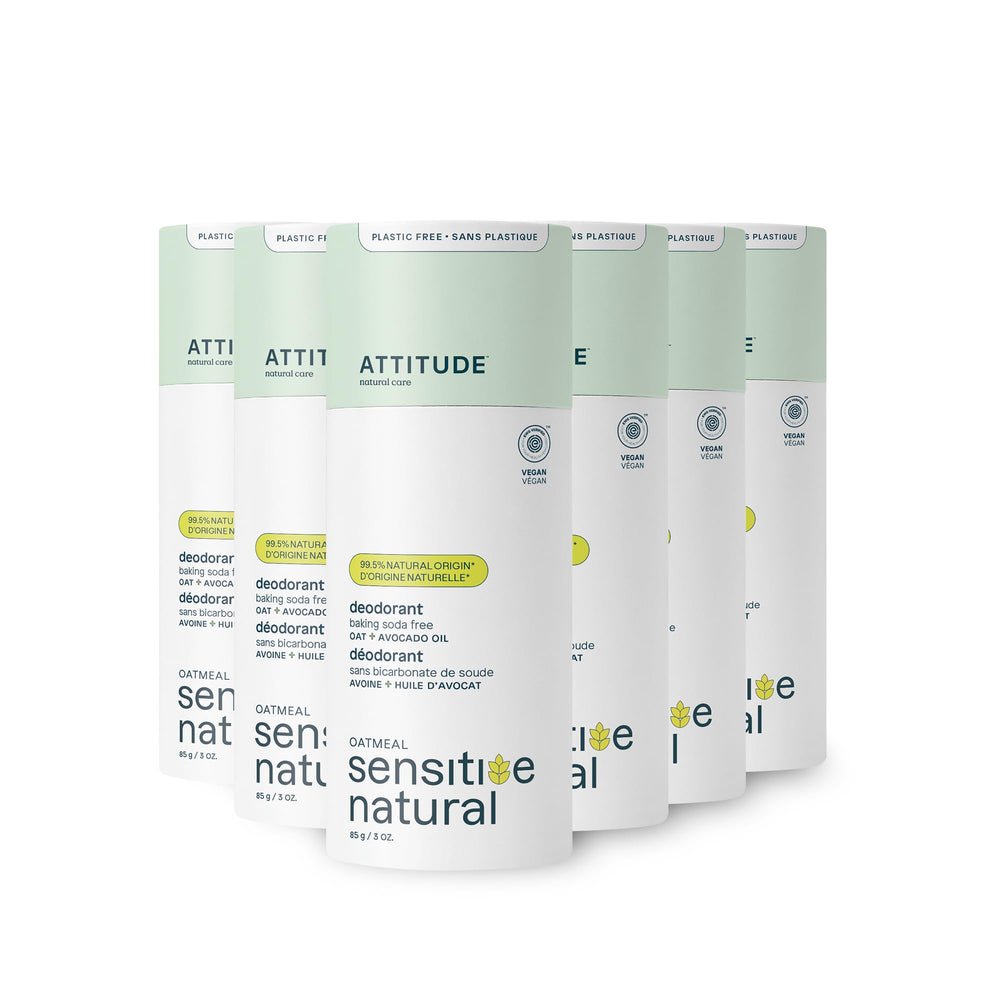 Attitude sensitive skin deodorant stick avocado oil application for gentle protection all day.