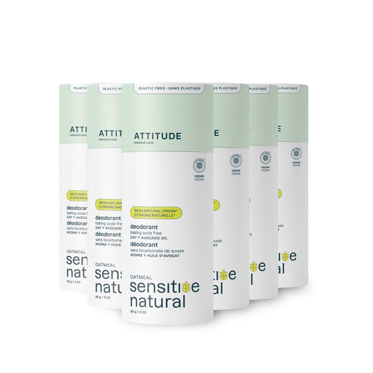 Attitude sensitive skin deodorant stick avocado oil application for gentle protection all day.