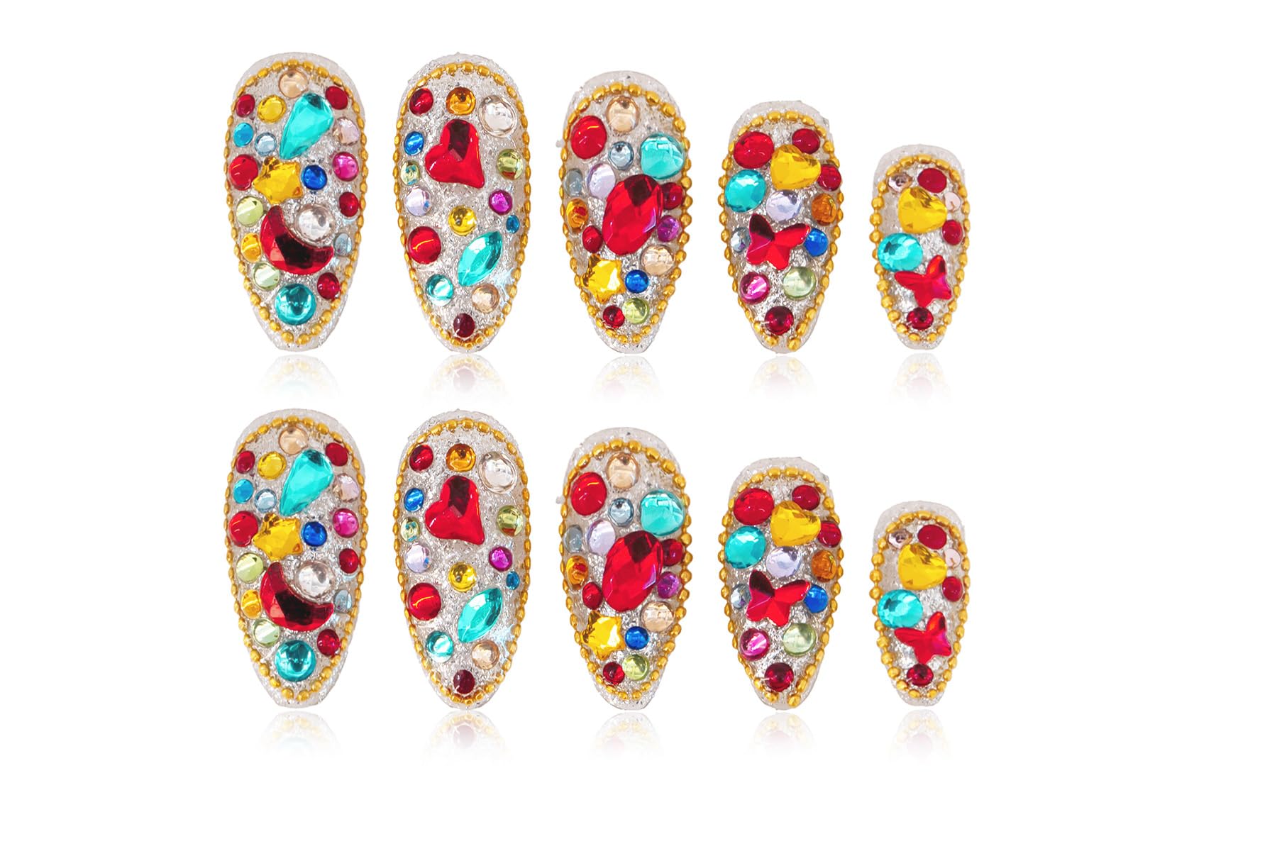 Atuhua bling rhinestones press-on nails for sparkling evenings