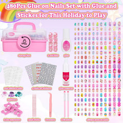 Audab glitter stickers and art sticks enable creative nail embellishments.