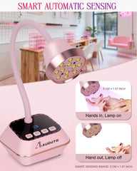Auduto UV LED nail lamp 360-degree gooseneck for precise curing.