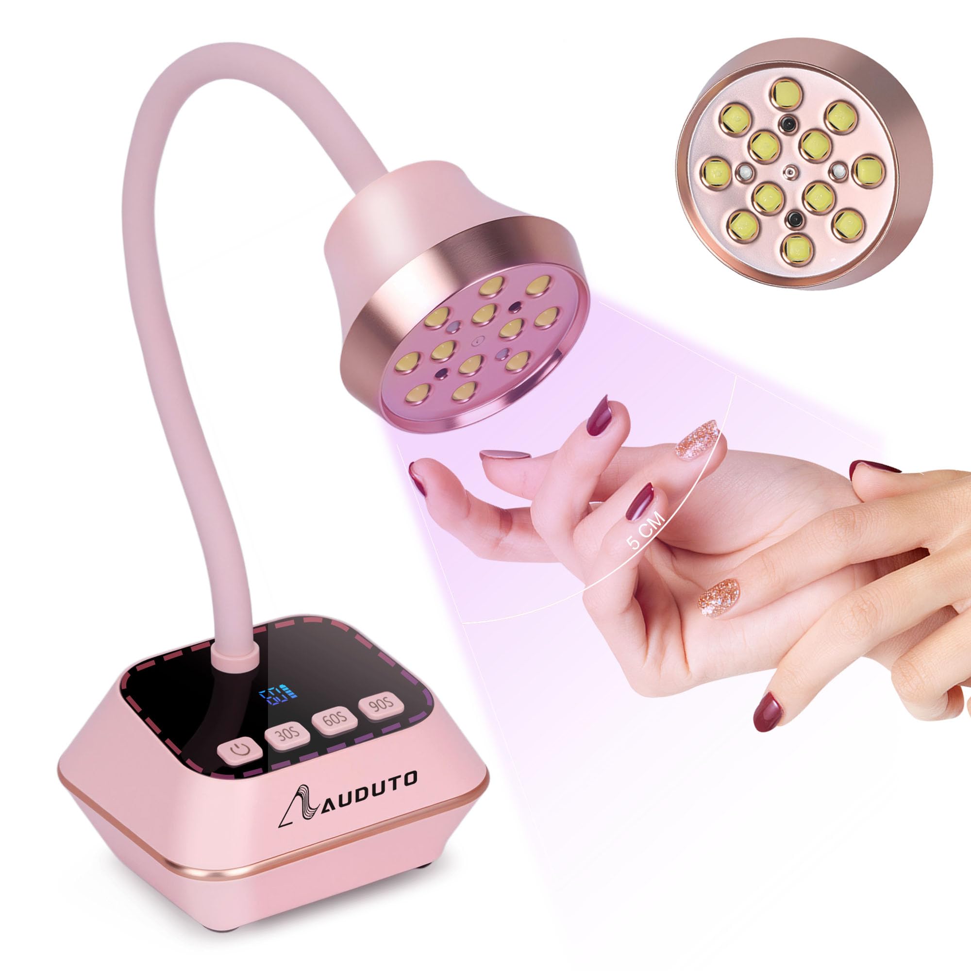 Auduto UV LED nail lamp compact folded design for on-the-go curing.