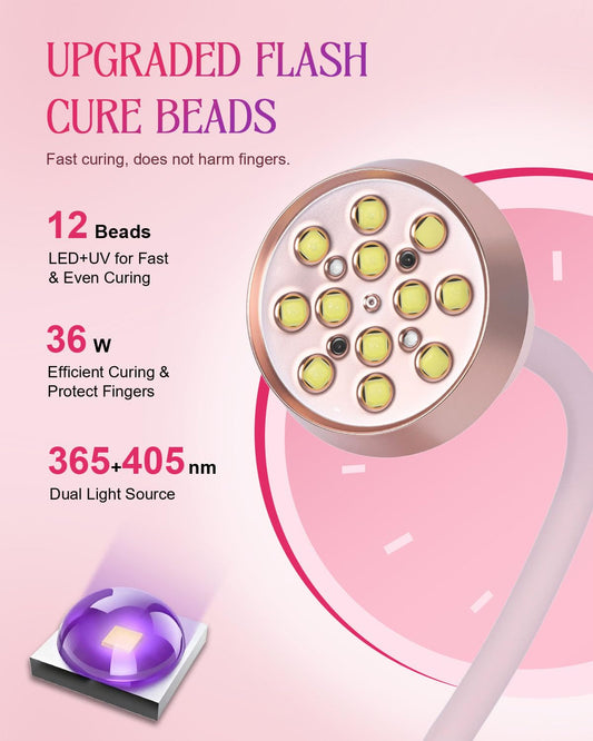Auduto UV LED nail lamp rechargeable 2000mAh for cordless operation.