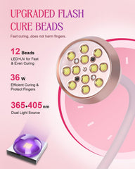 Auduto UV LED nail lamp rechargeable 2000mAh for cordless operation.
