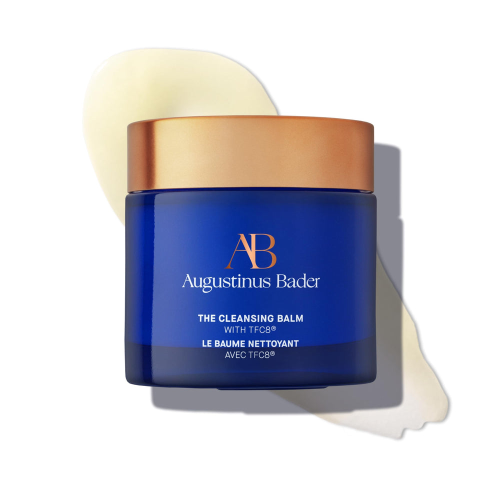 Augustinus Bader Cleansing Balm jar closeup showing rich texture for gentle makeup removal