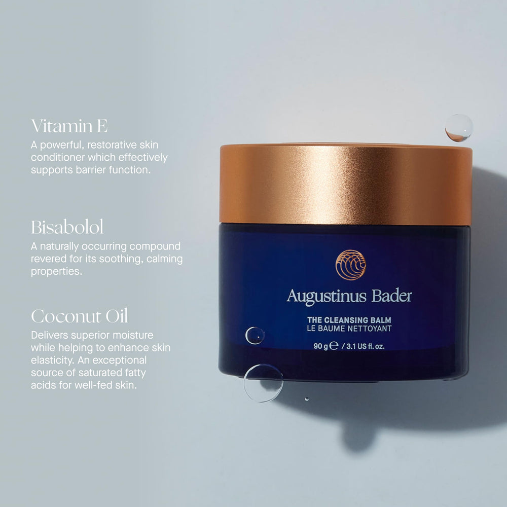 Augustinus Bader Cleansing Balm label highlights TFC8 and science-backed hydration