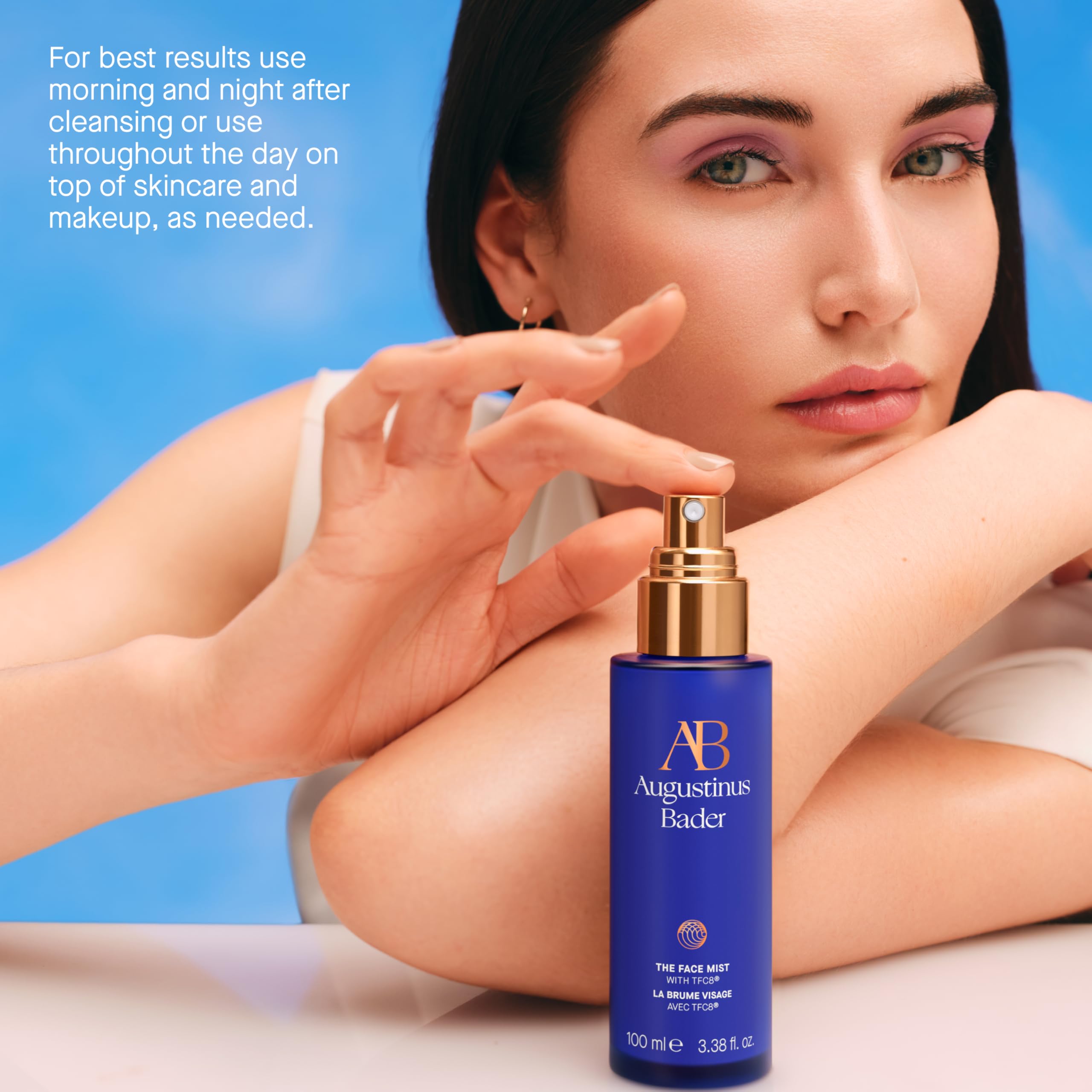 Augustinus Bader Face Mist packaging recyclable glass bottle and FSC carton