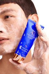 Close-up texture highlights smooth, non-drying cleansing action suitable for daily use.