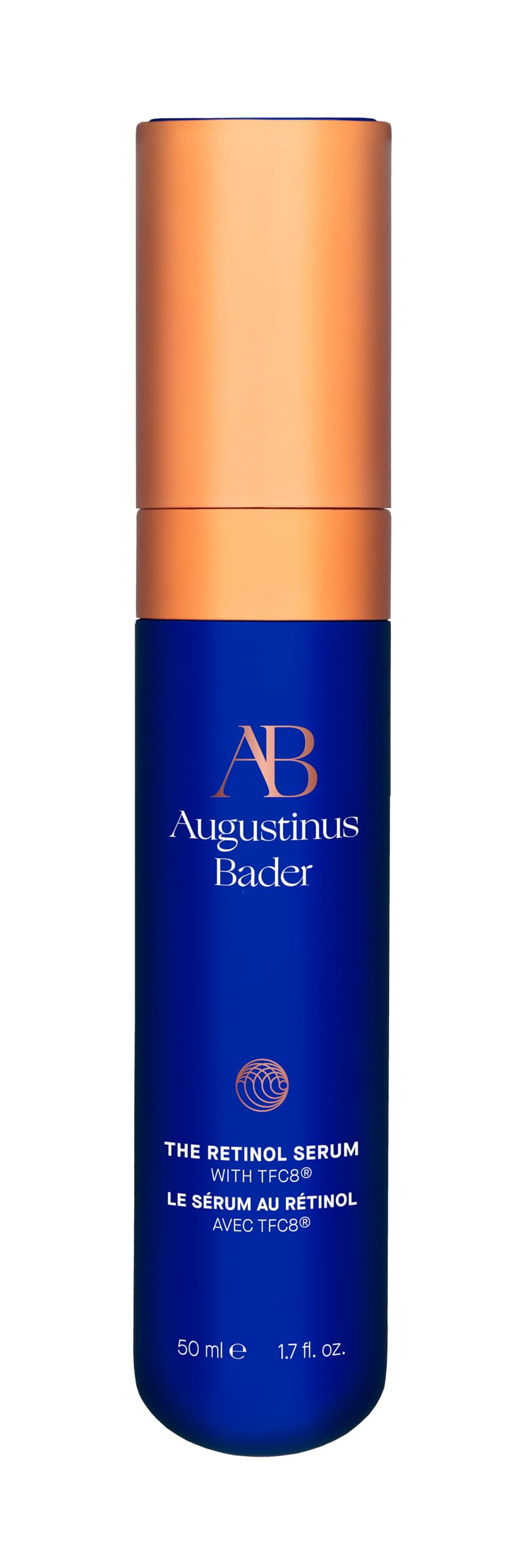 Augustinus Bader Retinol Serum bottle showing application for refined texture and hydration
