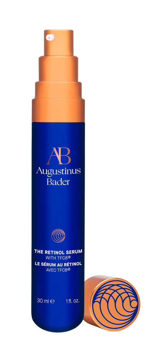 Augustinus Bader The Retinol Serum bottle closeup highlighting premium, hydration-ready formula.