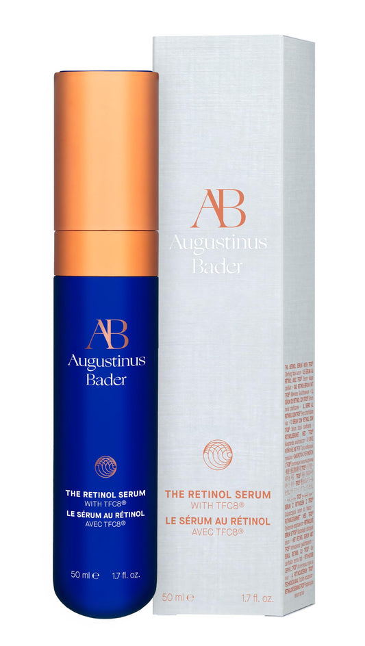 Augustinus Bader Retinol Serum texture closeup highlighting lightweight formula for night use