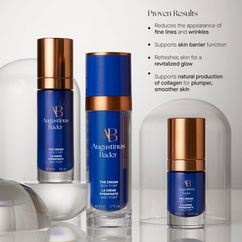 Augustinus Bader The Cream applied on the face demonstrating lightweight, hydrating coverage.