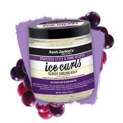 Aunt Jackie's Ice Curls Glossy Jelly bottle label highlights quality and USA-made