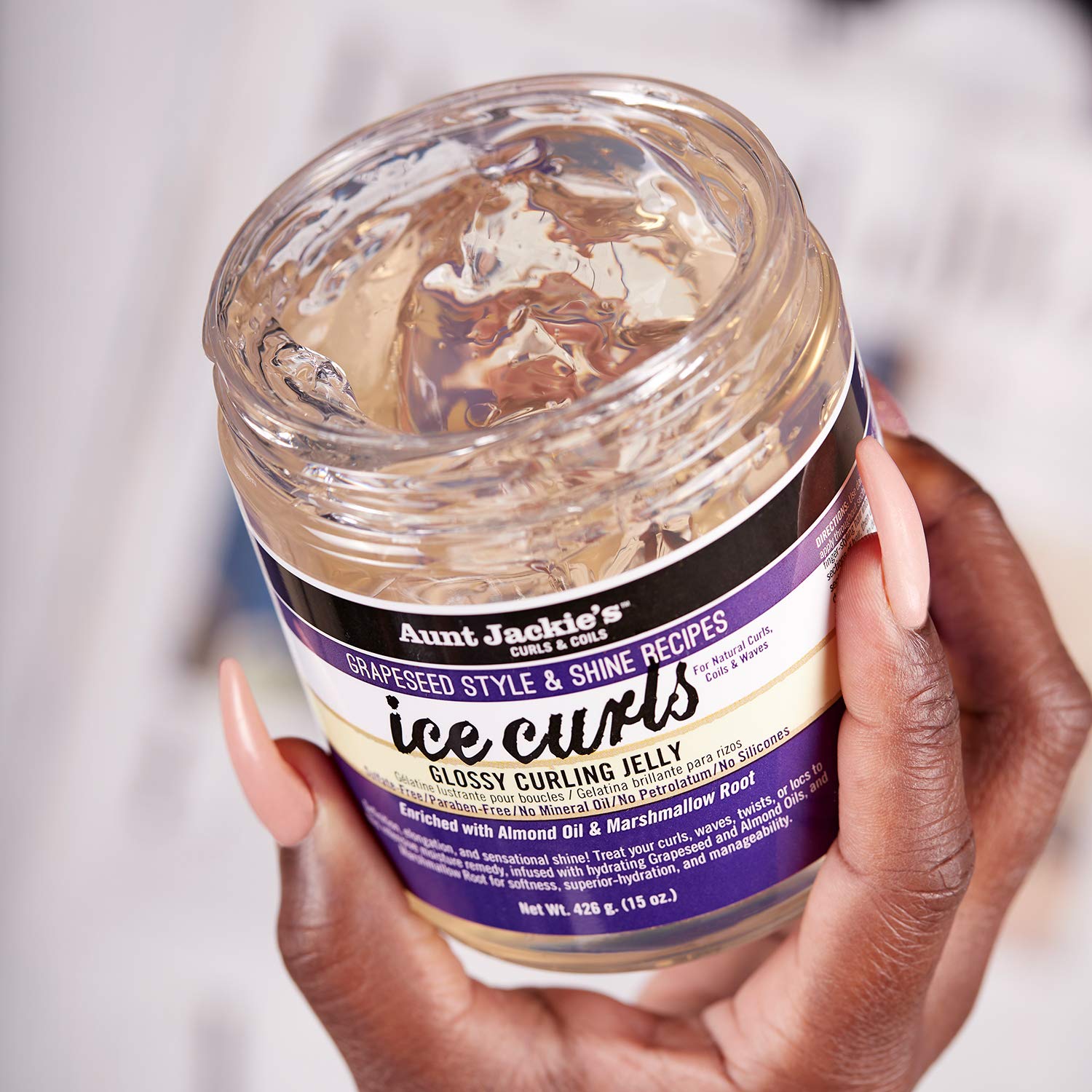 Aunt Jackie's Ice Curls Glossy Jelly curls defined with glossy finish on coils