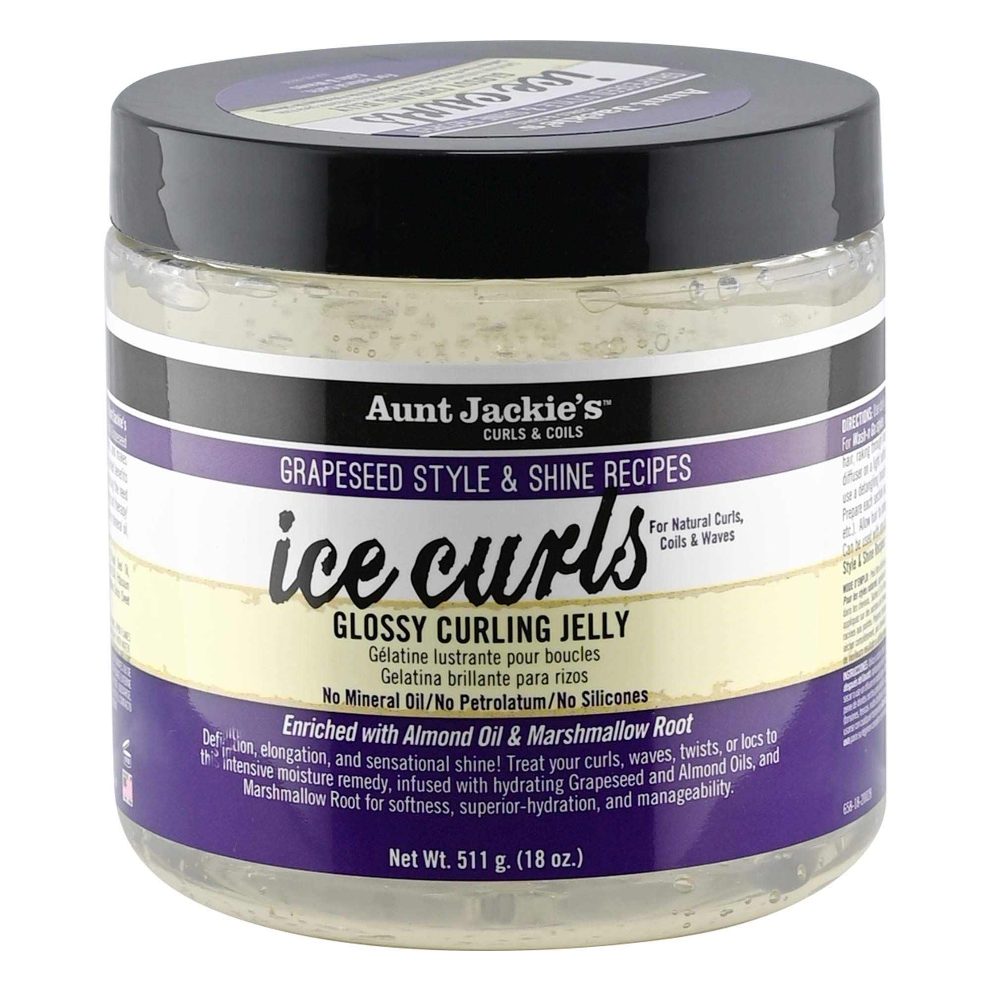 Aunt Jackie's Ice Curls Glossy Jelly jar close-up showing hydration and shine