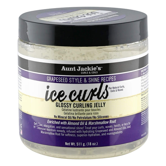 Aunt Jackie's Ice Curls Glossy Jelly jar close-up showing hydration and shine