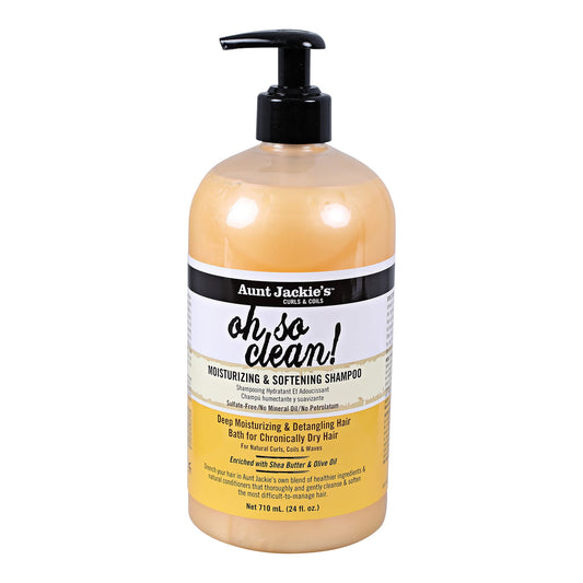 Aunt Jackie's Oh So Clean bottle with pump, ideal for gentle cleansing of natural curls.