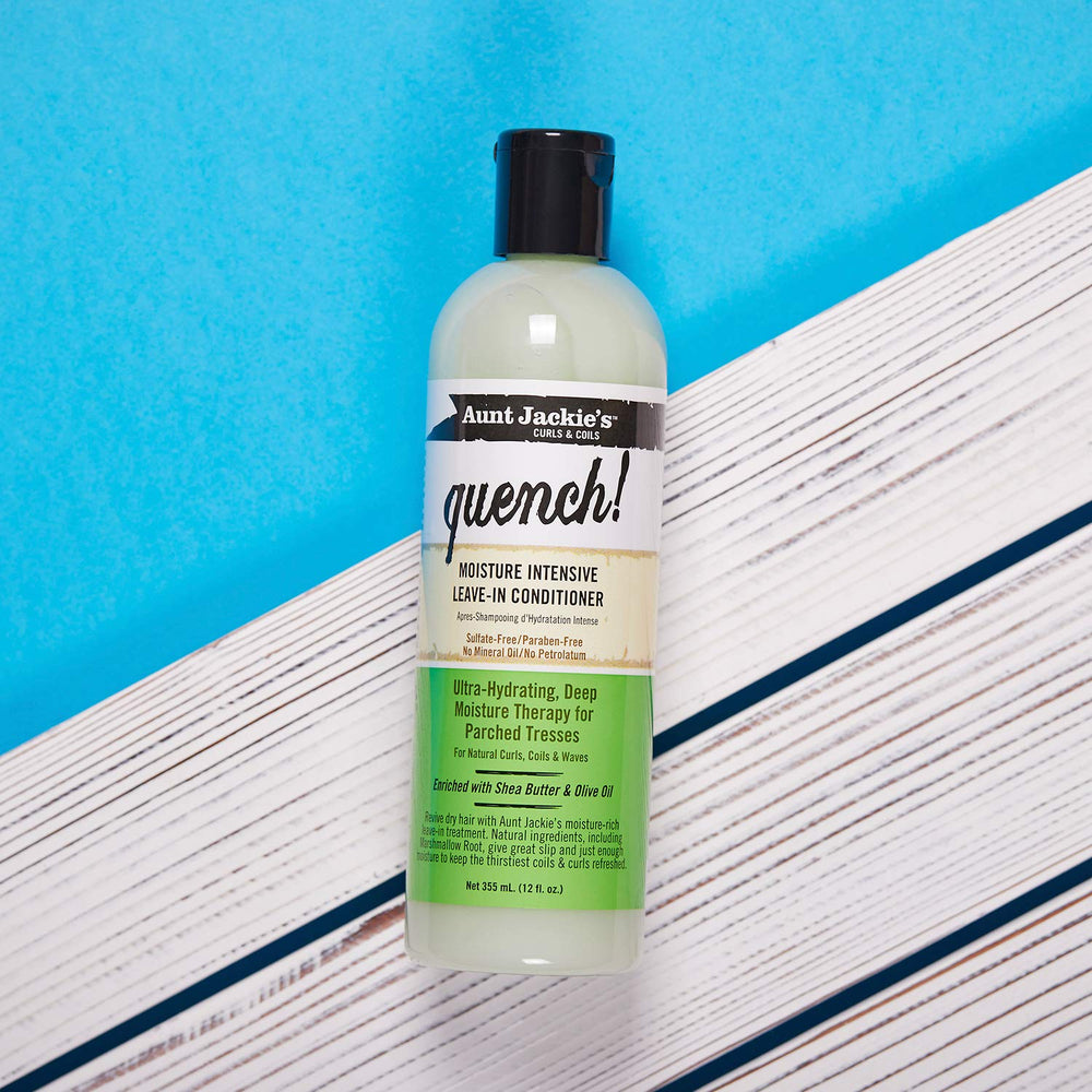 Aunt Jackie's Quench Leave-In enriched with shea butter for softness.