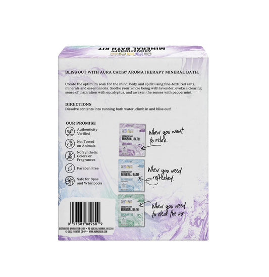 Aura Cacia Mineral Bath Kit eucalyptus packet for an uplifting, clear soak