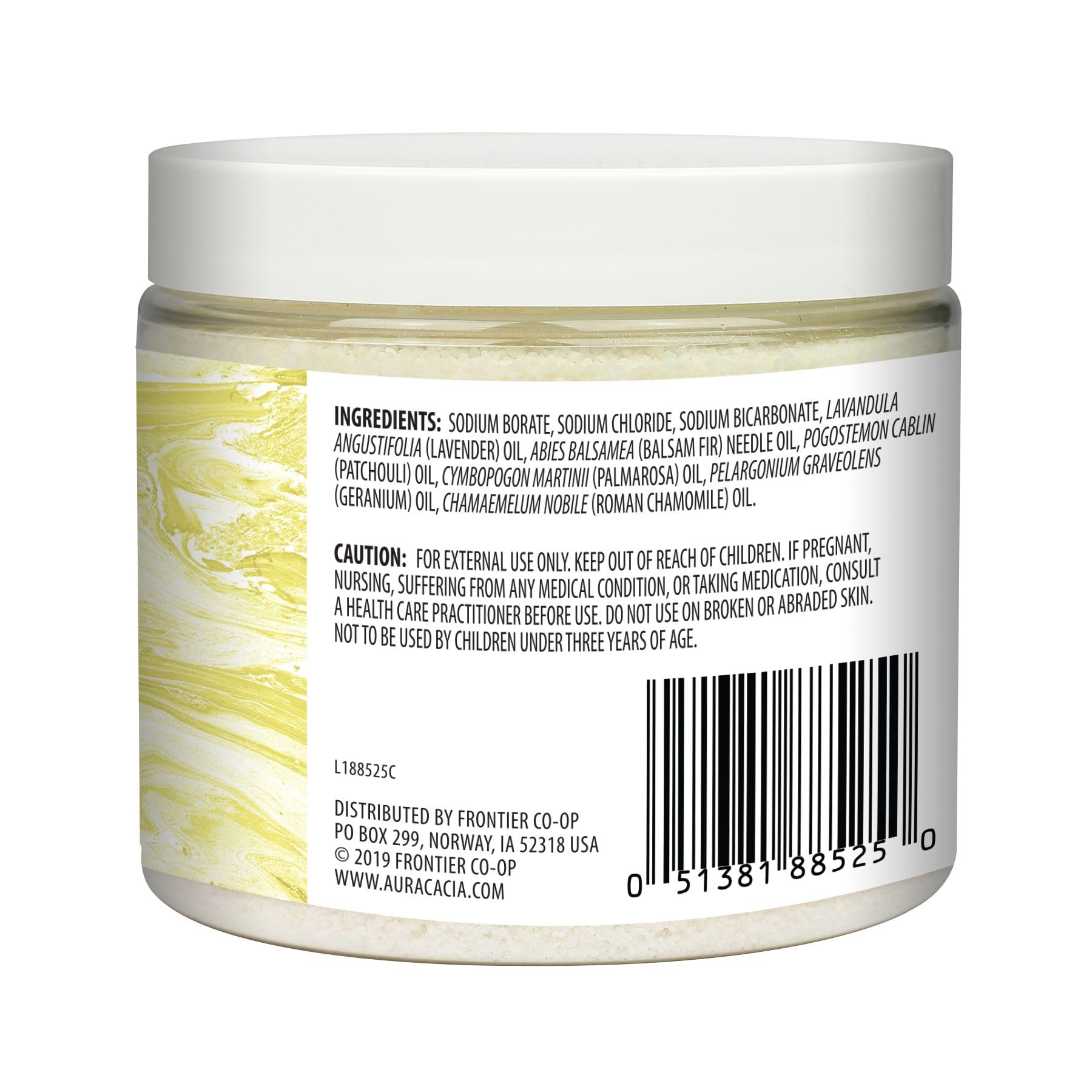 Aura Cacia Tranquil Chamomile mineral bath pour captures a warm aroma for relaxing foot soaks.