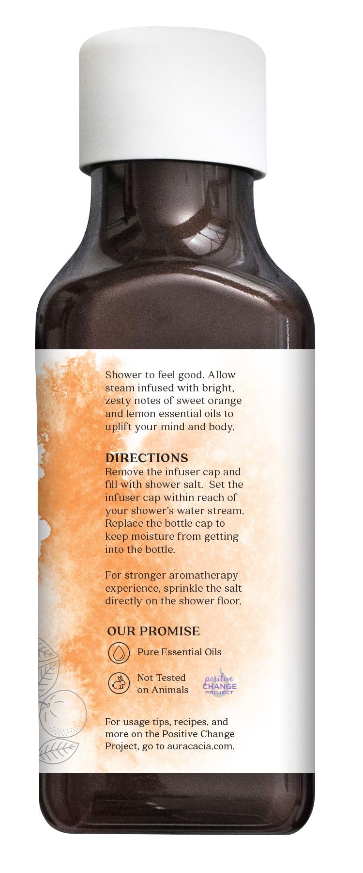 Aura Cacia Uplifting Citrus Shower Salts steam in shower boosts mood with citrus aroma