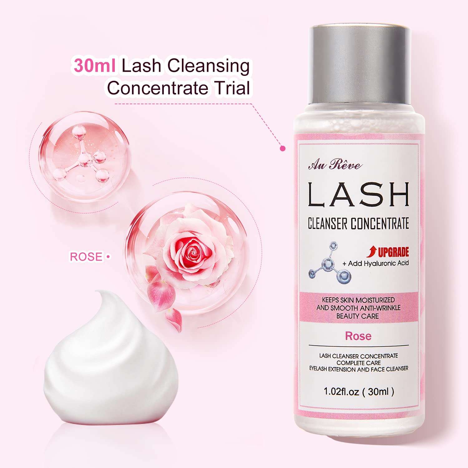 AuReve Lash Shampoo Concentrate-180ml output showing extended cleansing capacity for salons