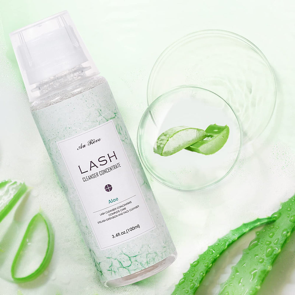 Salon-grade AuReve lash cleanser on display for professionals.