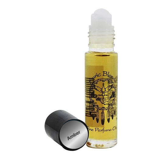 Auric Blends Amber roll-on perfume oil, subtle amber scent for daily wear and layering.