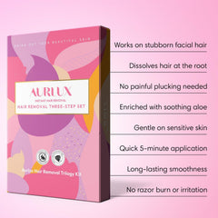 Aurlux Hair Remover Cream upper lip application targets fine hairs safely.