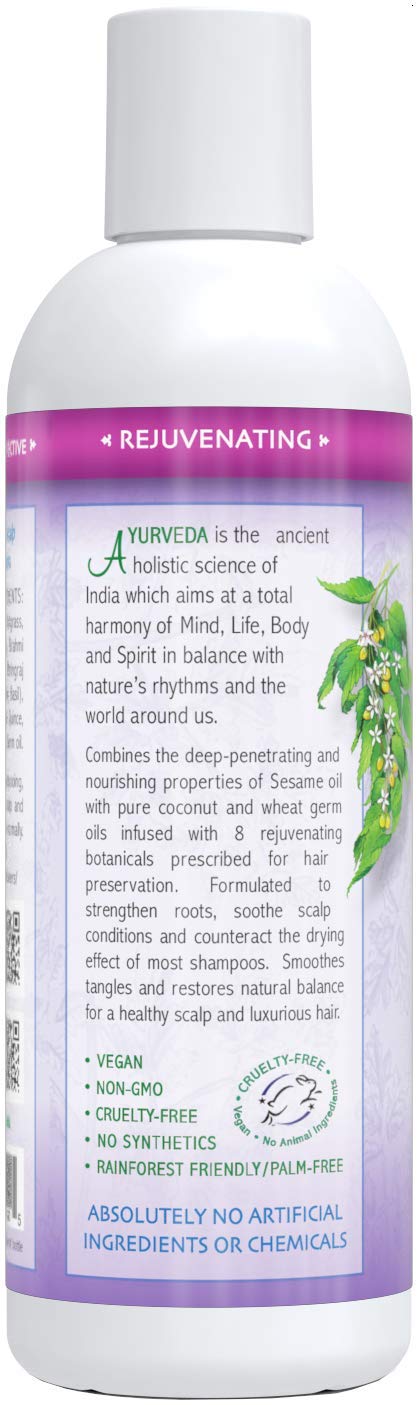 Auromere Ayurvedic conditioner outer packaging promotes vegan, cruelty-free care.