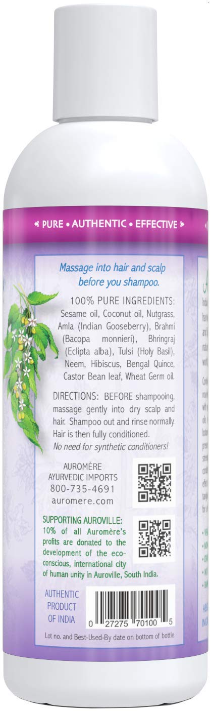 Auromere pre-shampoo conditioner hair application demonstrates smoother detangling.