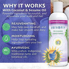 Auromere conditioner massaging into scalp illustrates prep for cleansing.