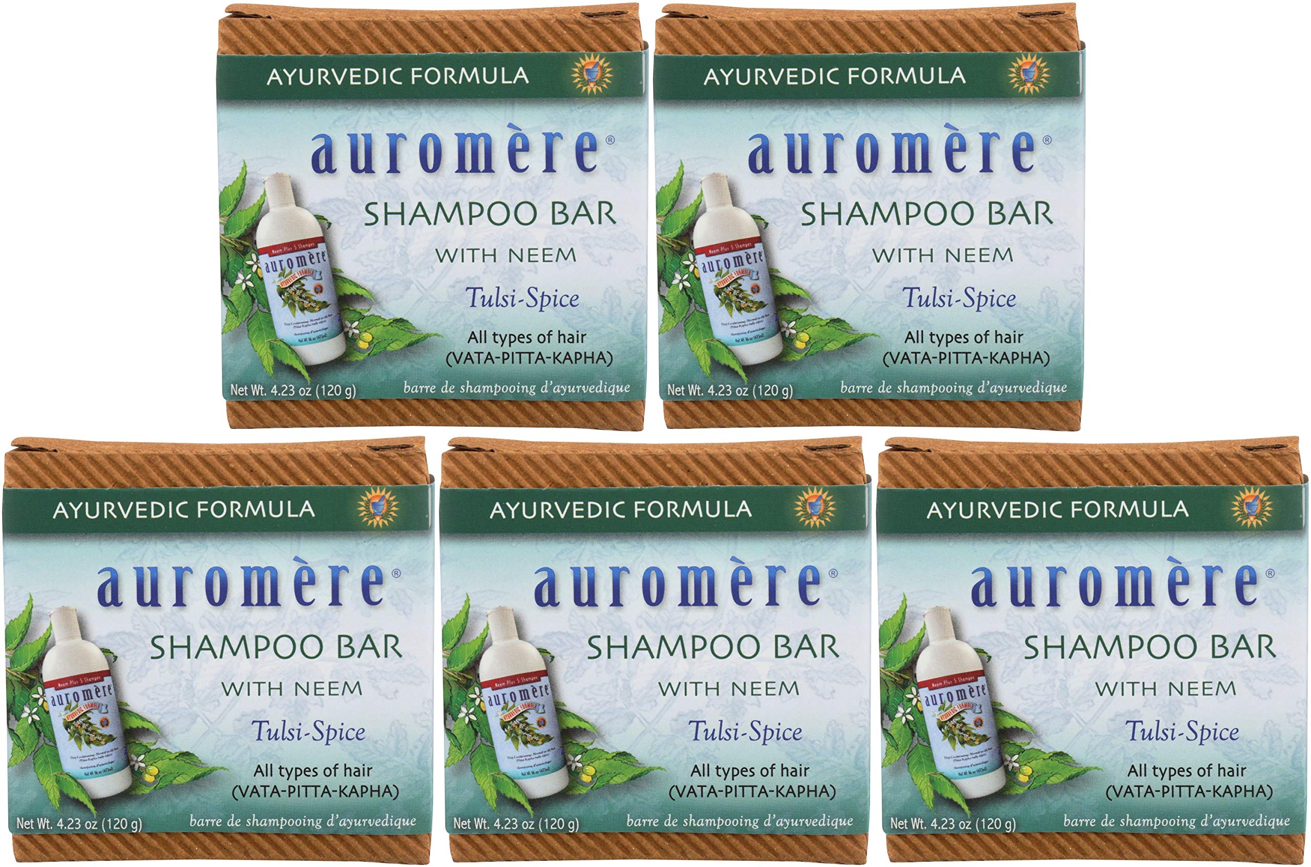 Auromere shampoo bar with eco packaging supports zero-waste routines.