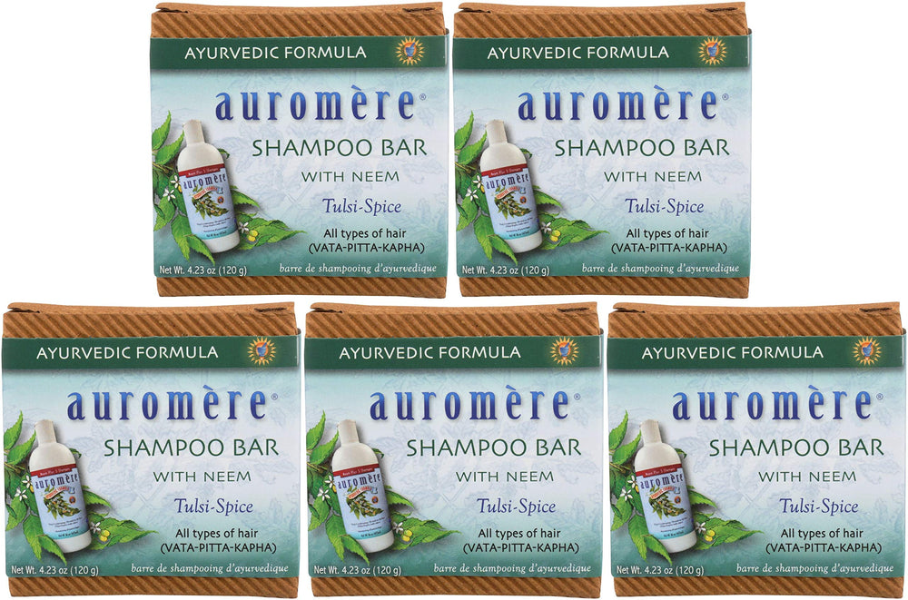 Auromere shampoo bar with eco packaging supports zero-waste routines.