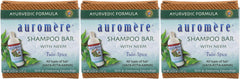 Auromere shampoo bar in eco-packaging for zero-waste routines.