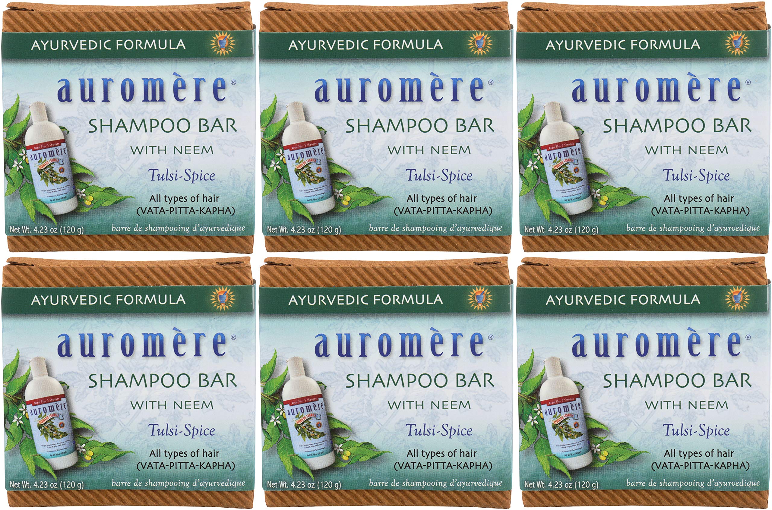 Auromere shampoo bar in zero-waste packaging for eco-friendly routines.