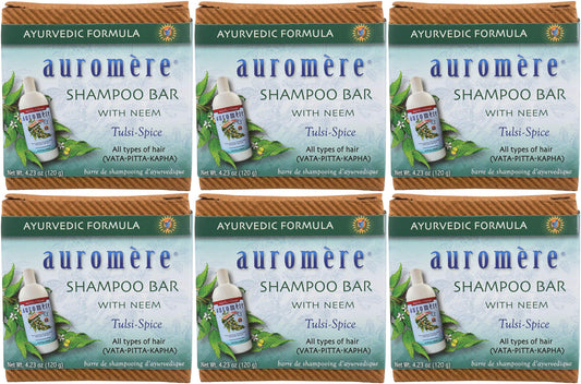 Auromere shampoo bar in zero-waste packaging for eco-friendly routines.