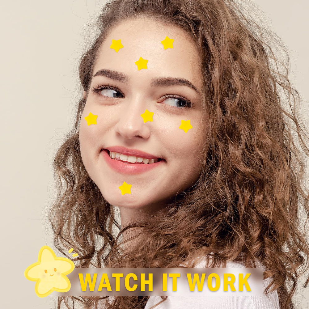 AUSLKA star patches applied to blemish for a refreshed look.