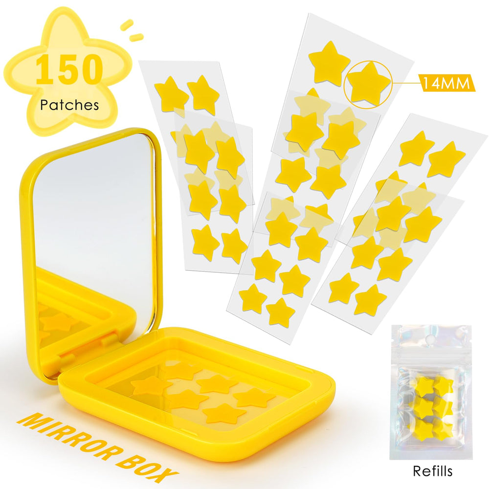 AUSLKA yellow star patches on skin for daytime wear.