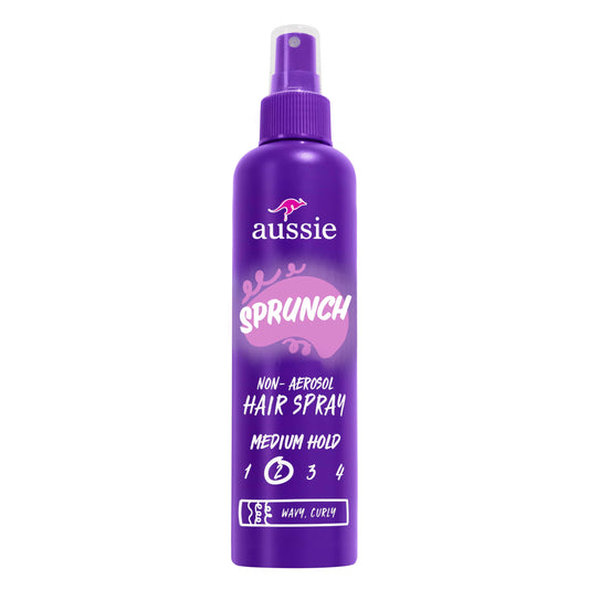 Aussie Sprunch hairspray bottle for easy daily styling and hold.