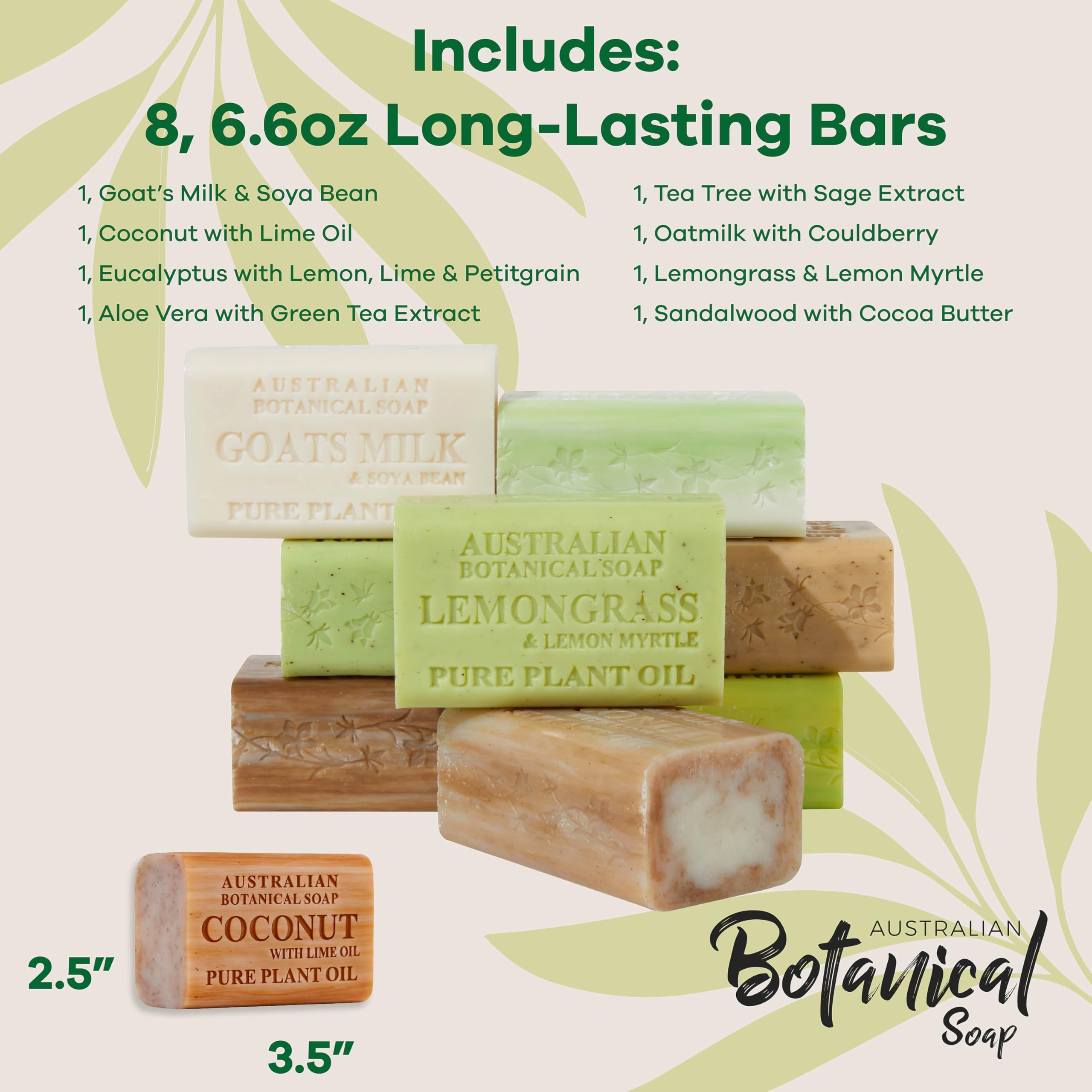 Australian Botanical Goat Milk Soap with coconut lime for refreshing skin.
