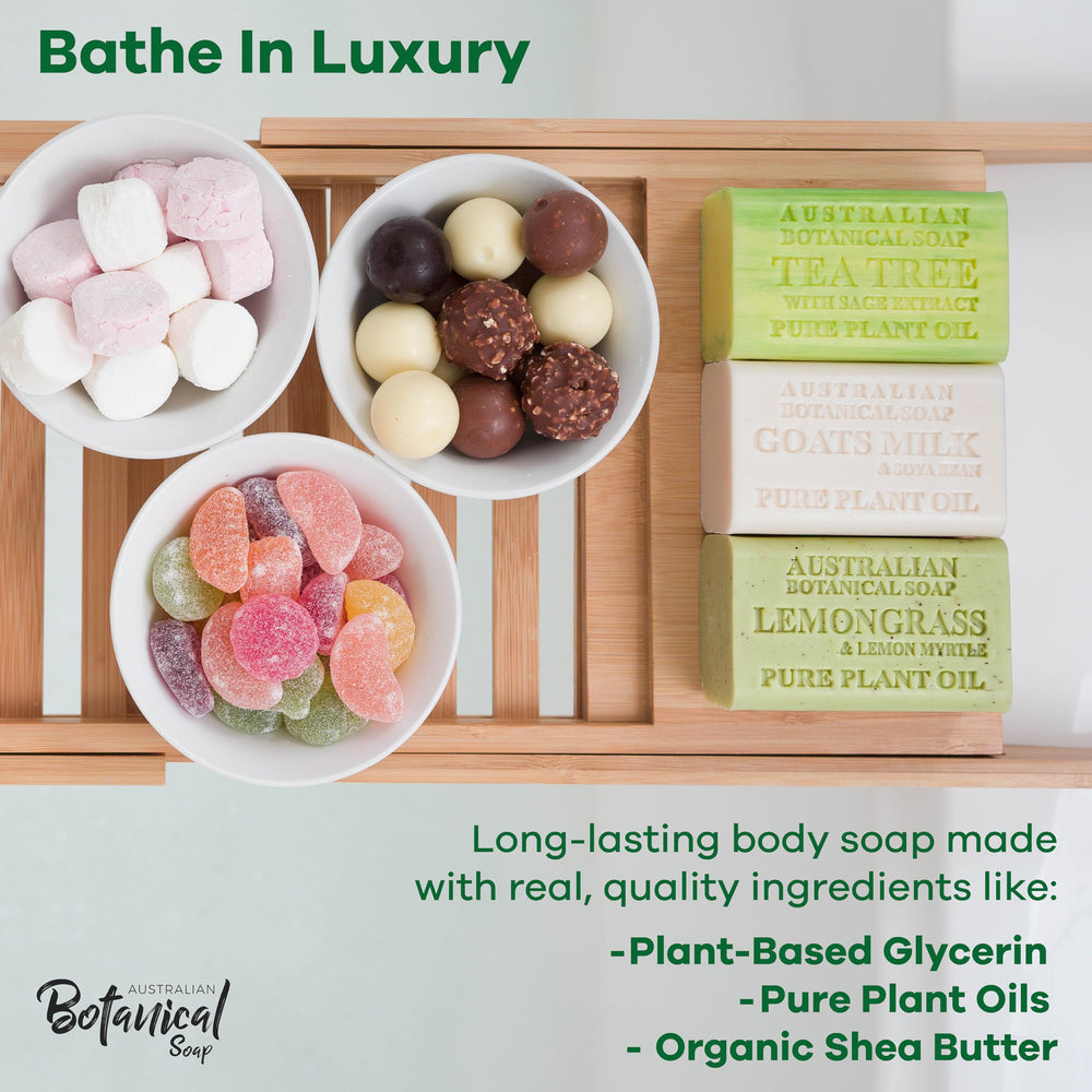 Australian Botanical Goat Milk Soap with eucalyptus for invigorating cleansing.